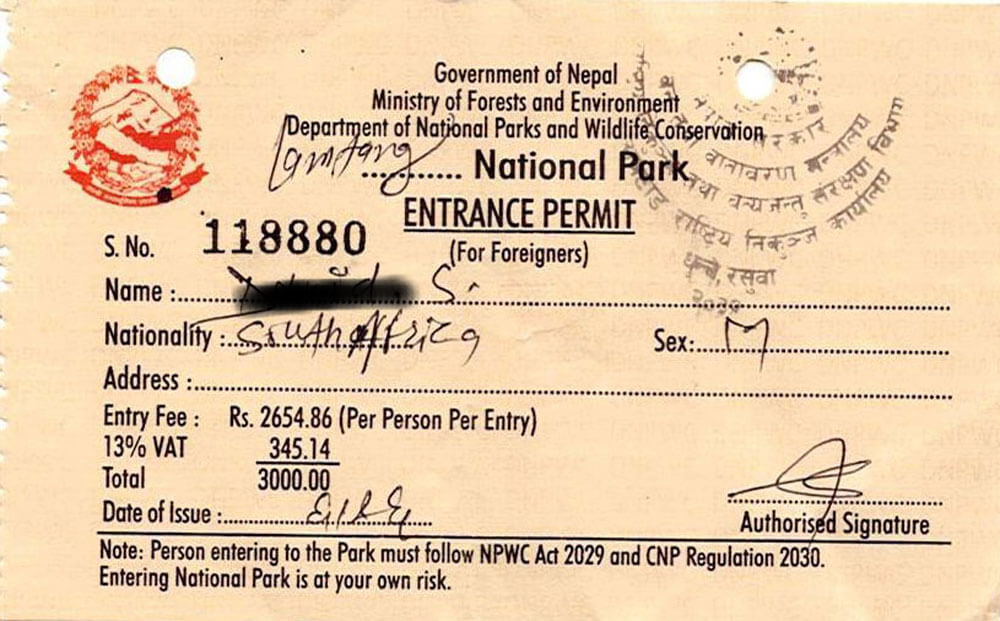 Langtang National Park Permit
