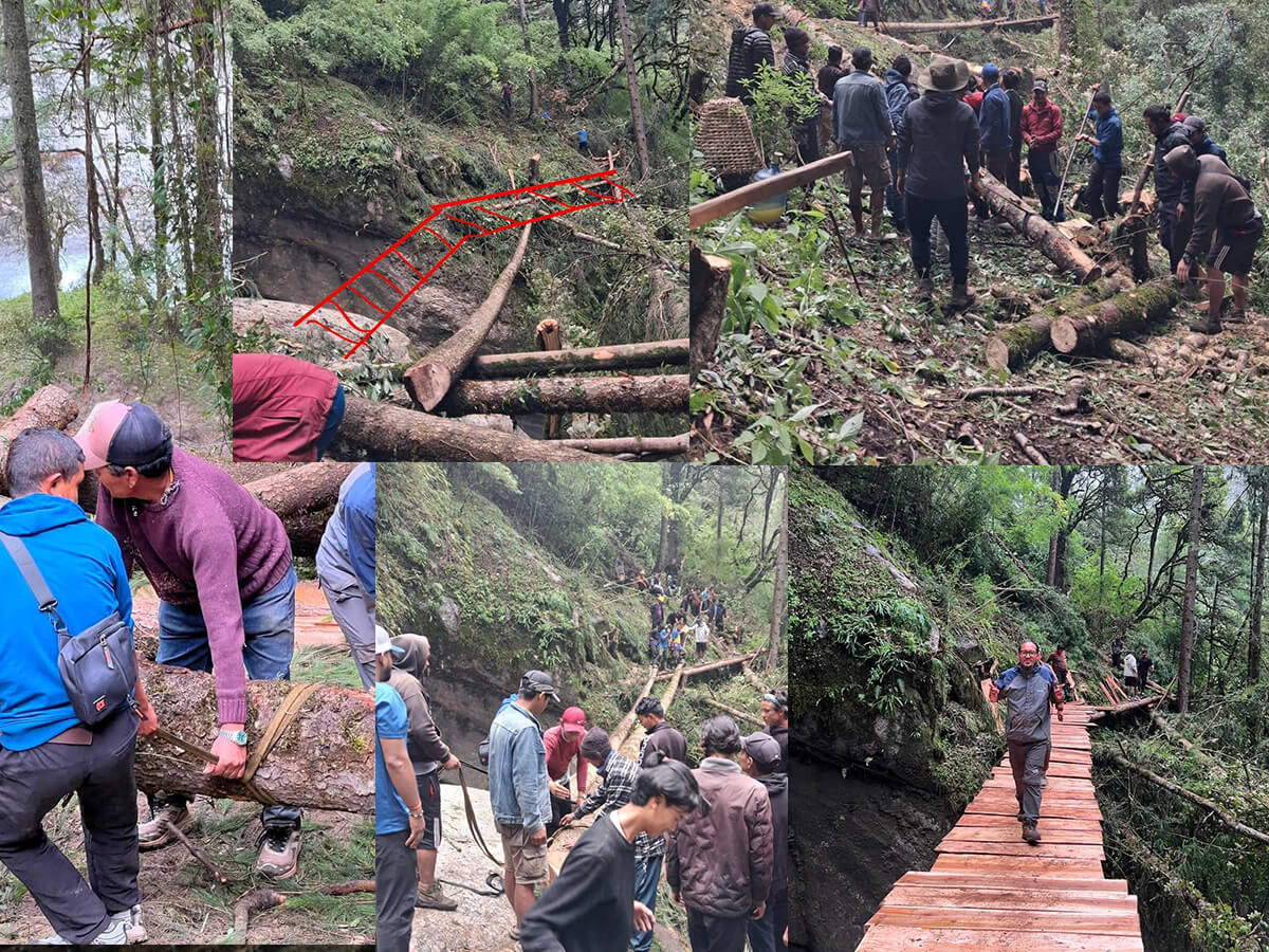 Newly developed alternative trail -bridge Manaslu-Gorkha.