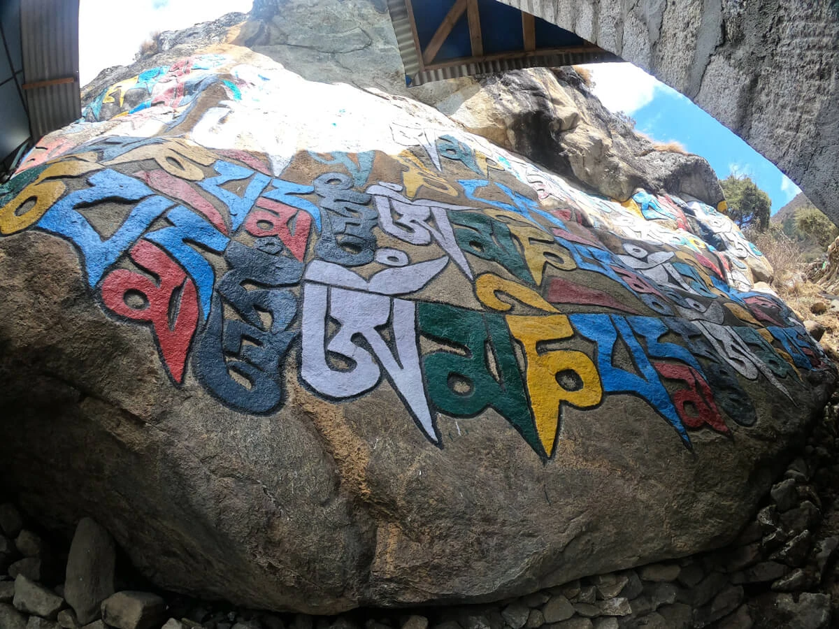 Buddhist Mantra Craving Rock At Amche