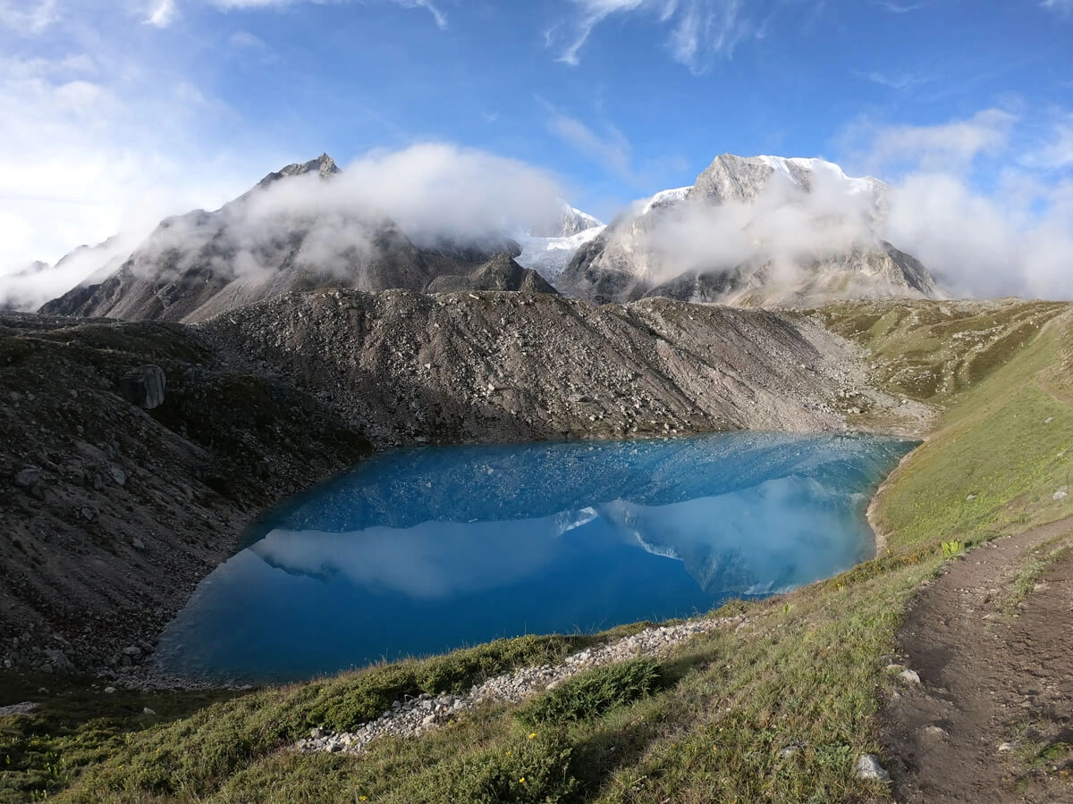 Crystal Lake And Larke Pass Manaslu
