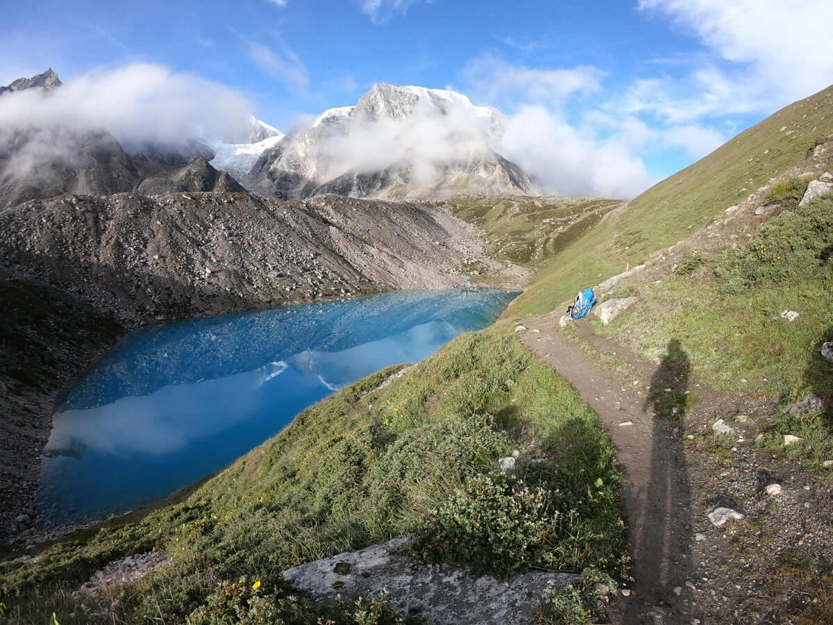 Crystal Lake At Larke Pass Manaslugorkha