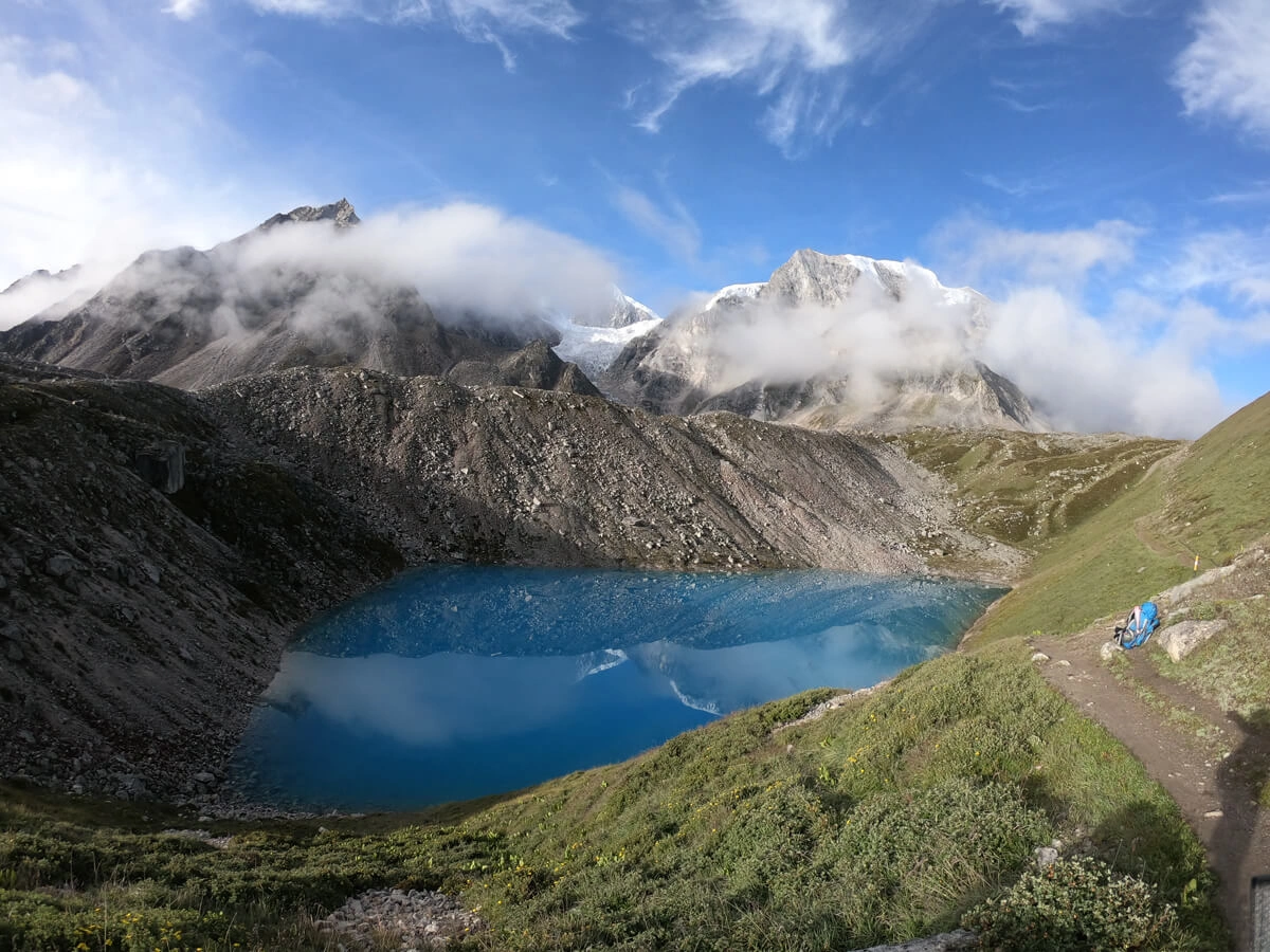 Glacier Lake Near Larke Pass Trekking