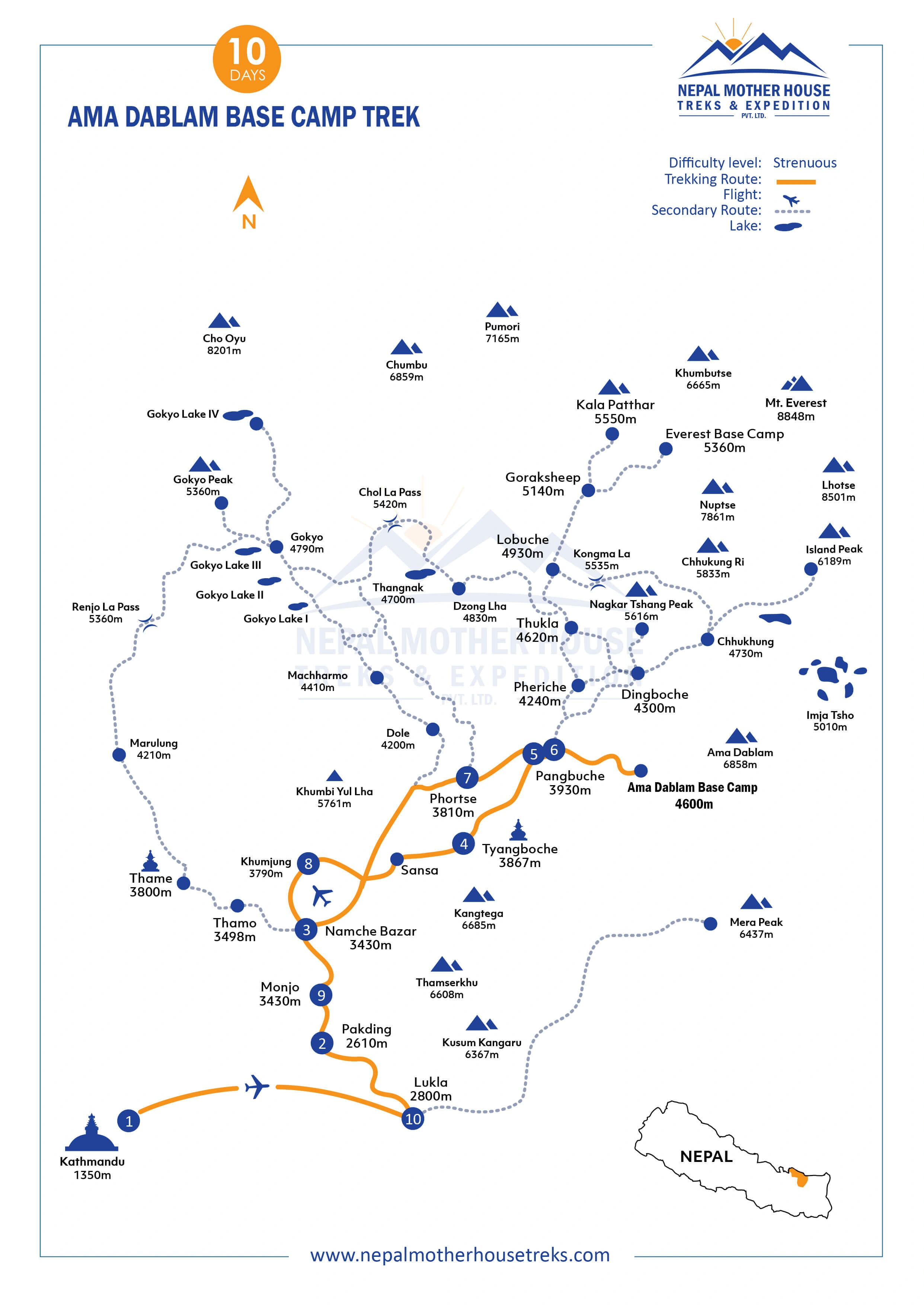 Ama Dablam Base Camp Trek Map