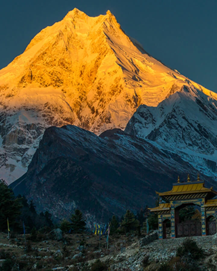 Golden Mt . Manaslu View from the Shyala