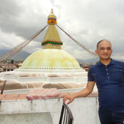 Karna Rana At Baudhanath Stupa At Kathmandu