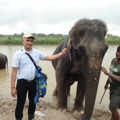 Karna Rana At Chitwan Jungle Safari With Elephant