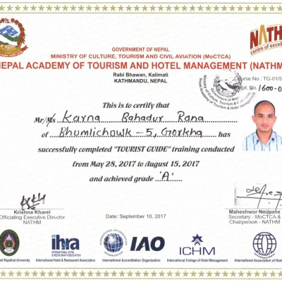 Karna Tourist Guide Cirtificate