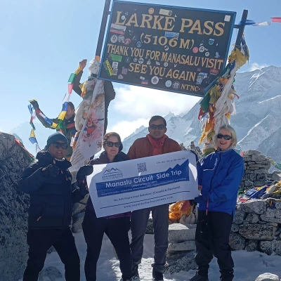 Kishor At Larke Pass During Manaslu Trek