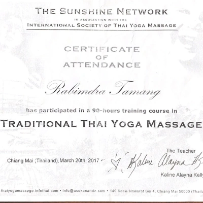 Traditiobal Thai Yoga Massage Rabindra Tamanag Trekking Guide Hours Training Course